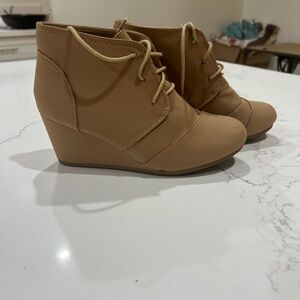 Tan Wedge Ankle Boots